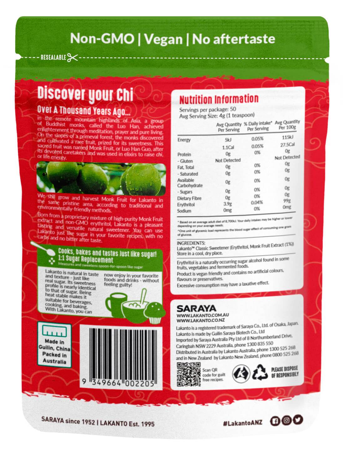 Classic Monkfruit 1:1 White Sugar Substitute
