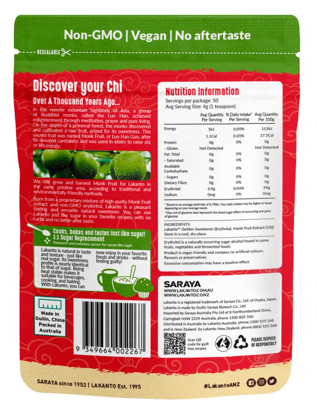 Golden Monkfruit 1:1 Raw Sugar Substitute