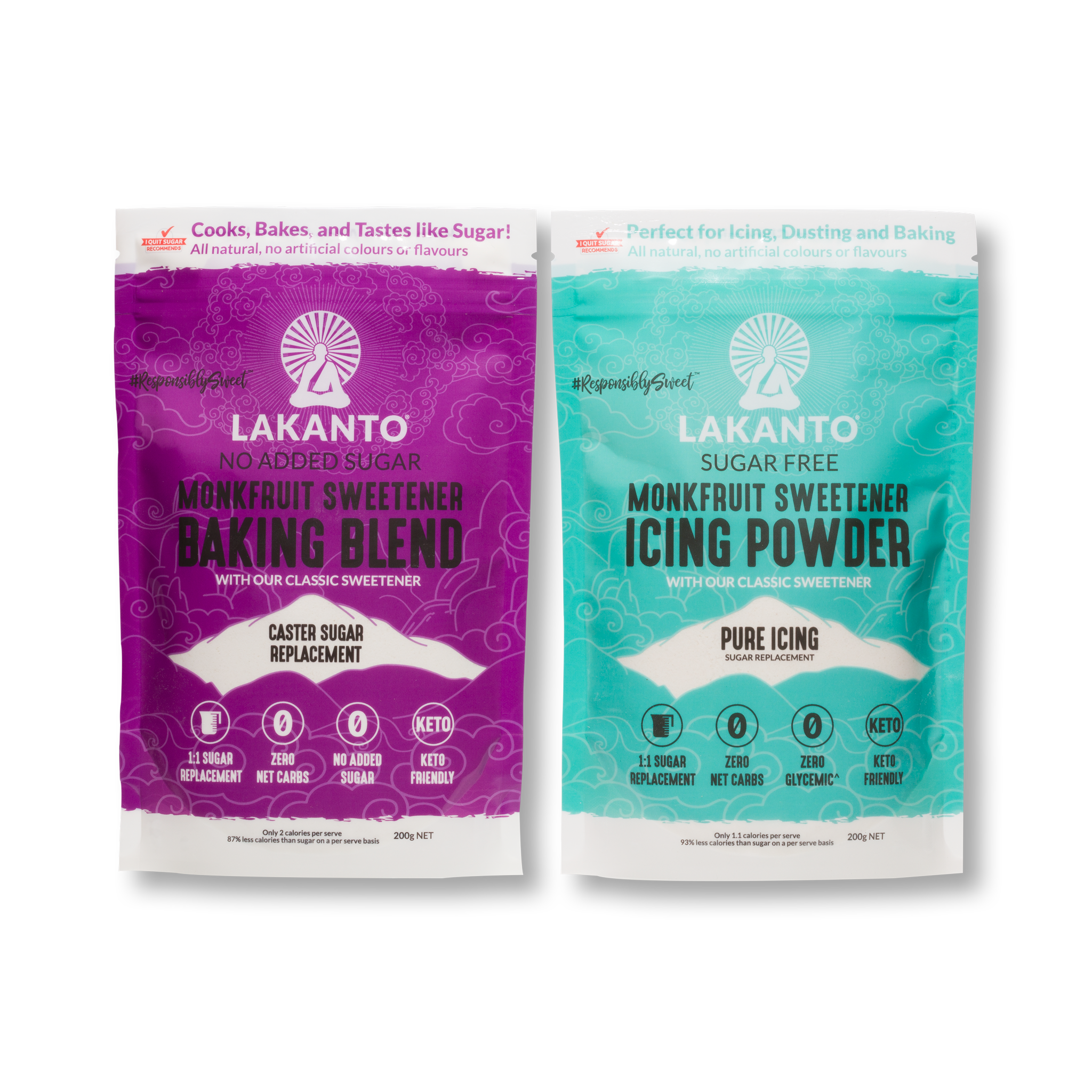 Lakanto Monkfruit Sweetener Baking Blend and Pure Icing Powder Bundles